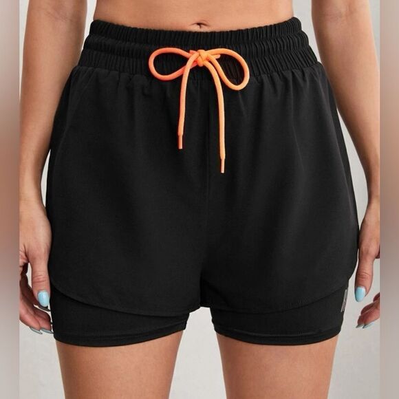 Printed Layered Running Shorts - Picture 2 of 3